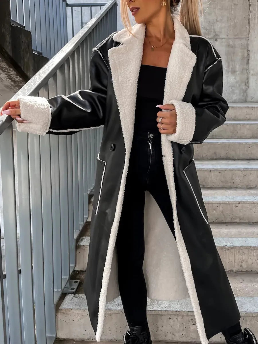 Alice Leroy Manteau Long en Cuir l gant et de Haute Qualit