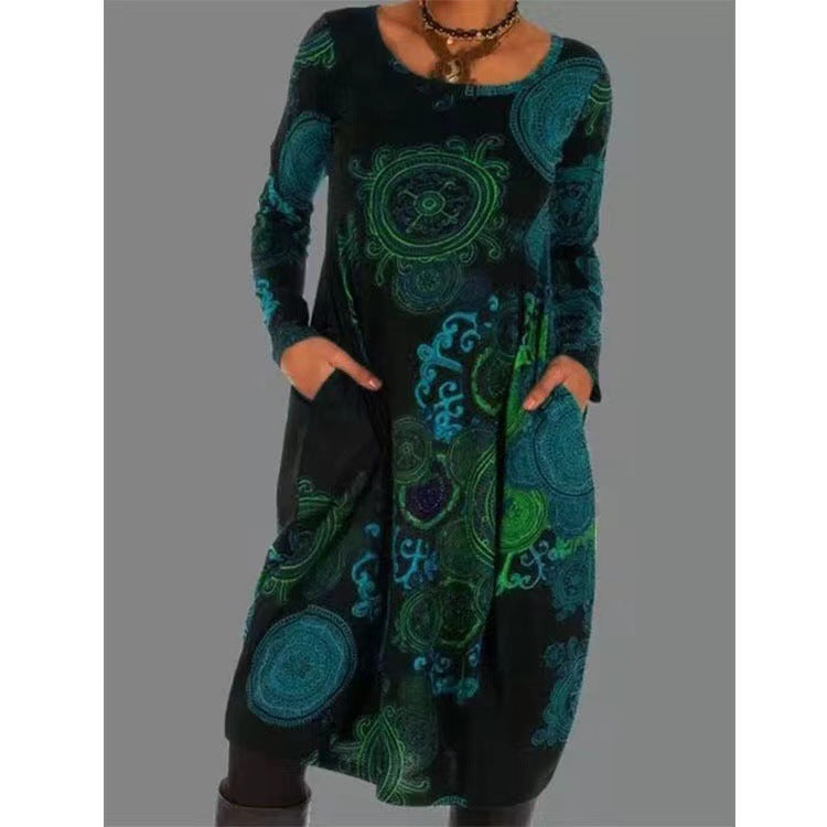 Alice Leroy® | Robe élégante à Manches Longues Avec Imprimé Ethnique
