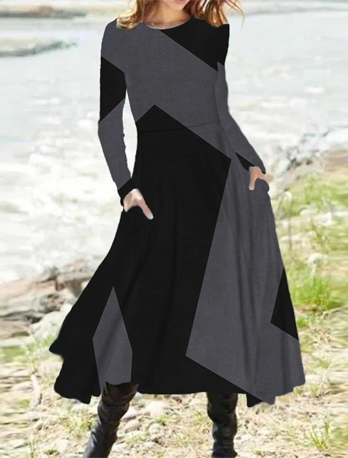 Océane Dubois® | Robe imprimée unique à manches longues