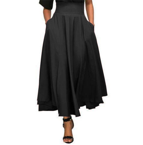 Élodie Lavin® |  jupe noire mi-longue à plis structurés