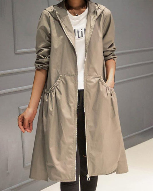 Pauline Laurent® | Veste mi-longue à capuche de style coréen