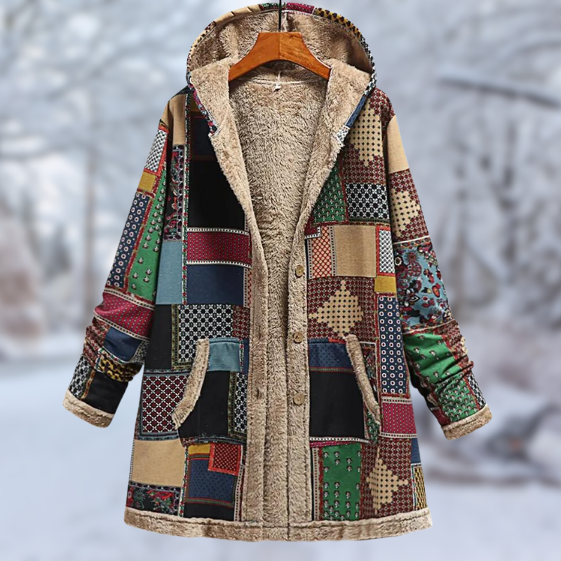 Léa Blanchet® | Manteau d'hiver élégant avec capuche et imprimé