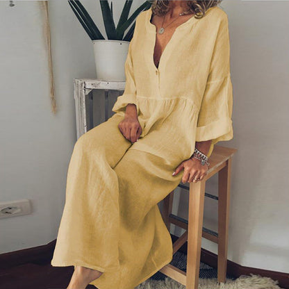 Isabelle Moreau® | Robe longue à chemise de couleur pure