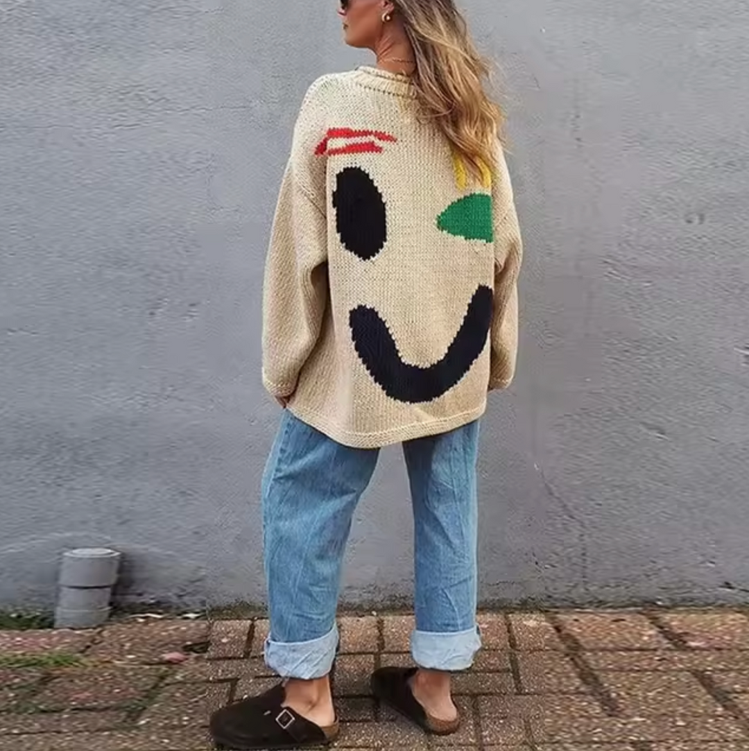 Pull en maille de coton surdimensionné et confortable