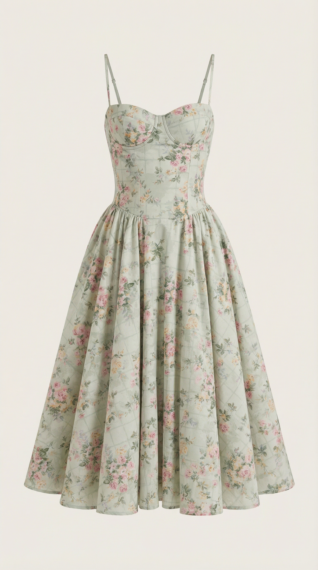Robe mi-longue corset florale pour femme avec décolleté en cœur