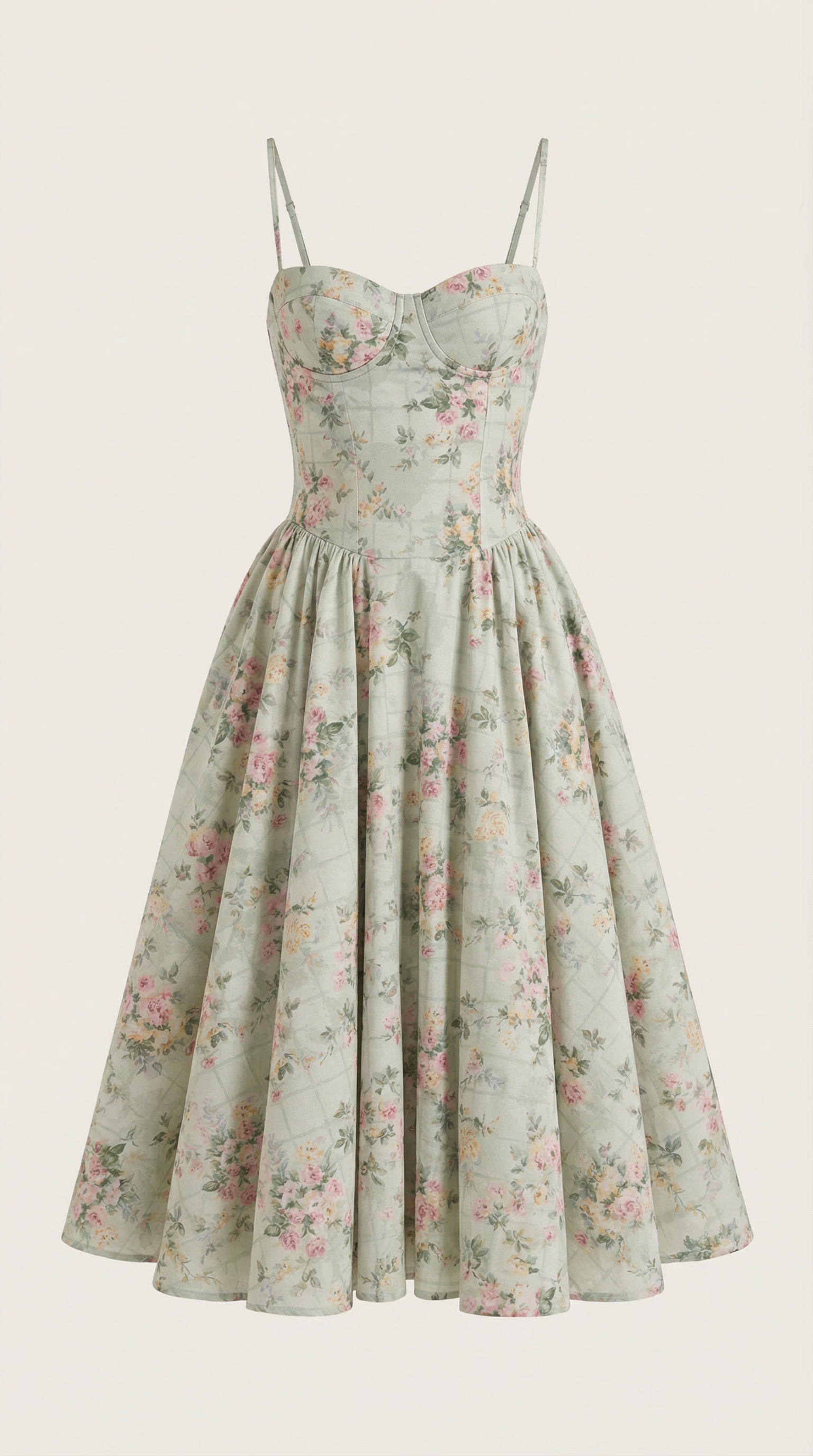 Robe mi-longue corset florale pour femme avec décolleté en cœur