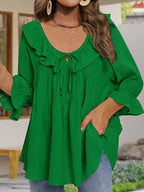 Blouse Femme Élégante à Col Volanté