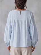 Blouse femme chic unie avec manches longues et tombé ample