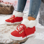 Bottes d'hiver en laine confortables à lacets pour femmes