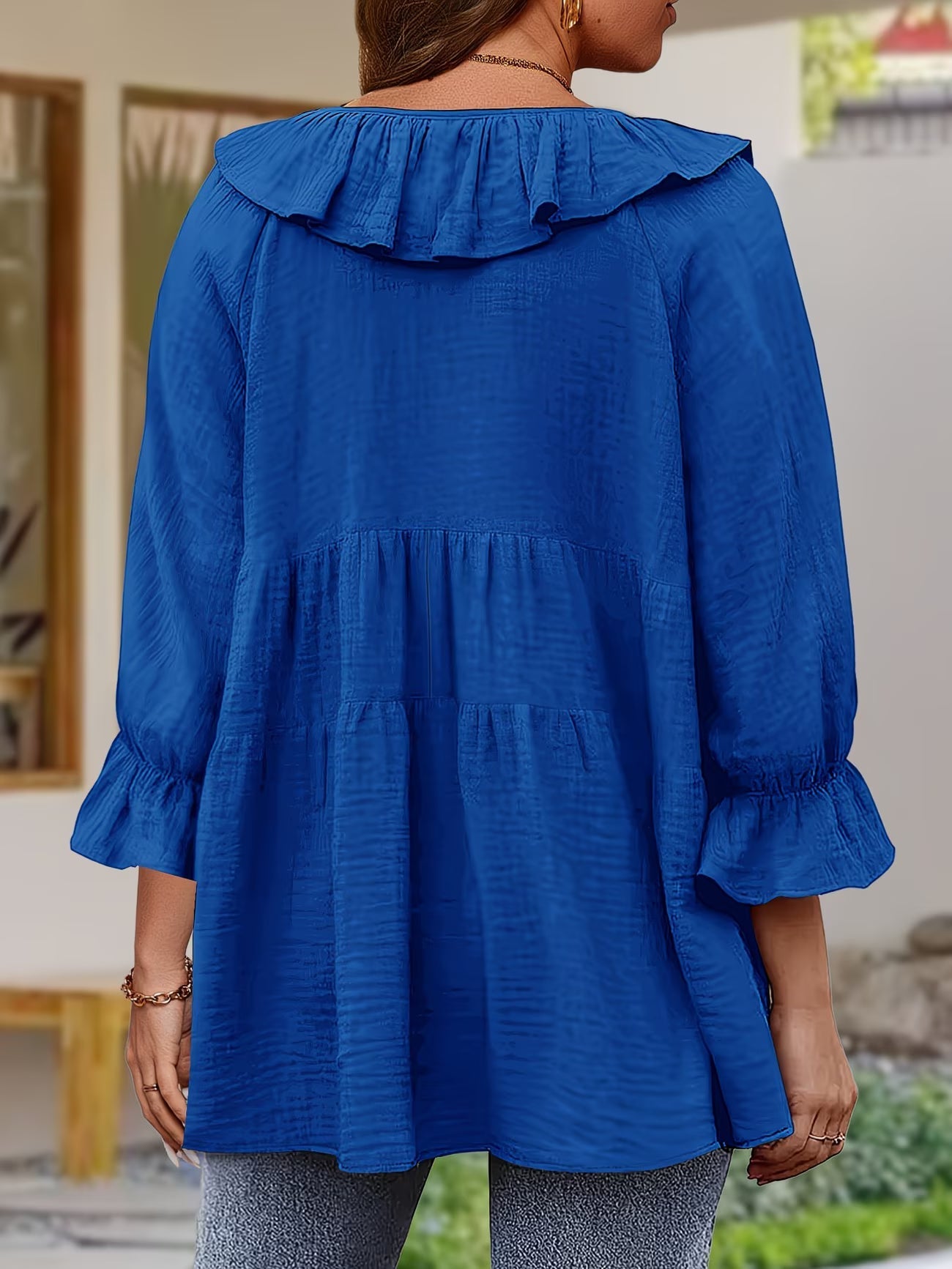 Blouse Femme Élégante à Col Volanté
