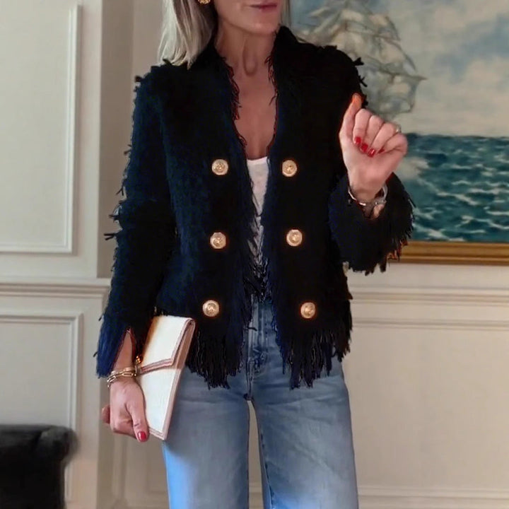 Cardigan à franges pour femmes en maille