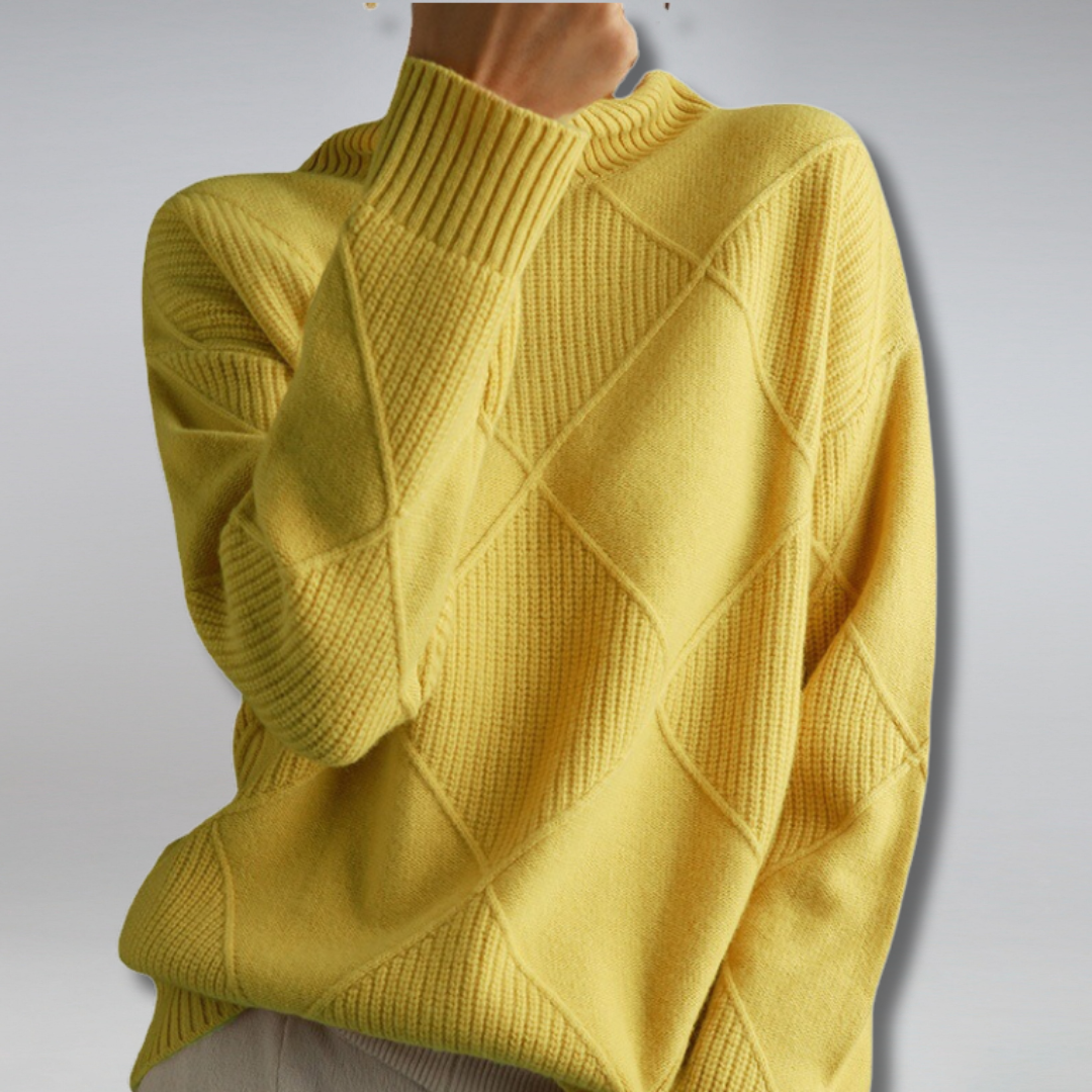 Pull à col roulé en tricot géométrique confortable