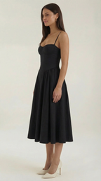 Robe mi-longue corset florale pour femme avec décolleté en cœur