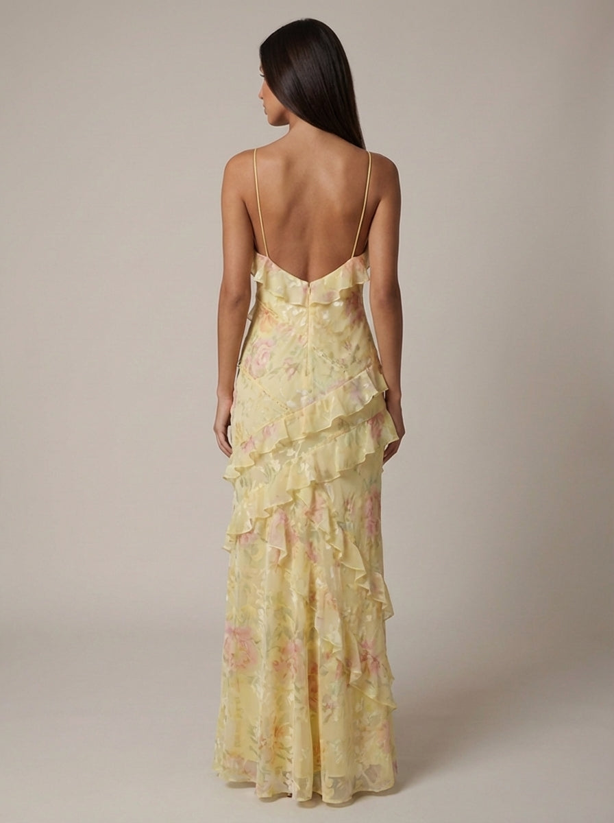 Robe longue sans manches à col V Vienna