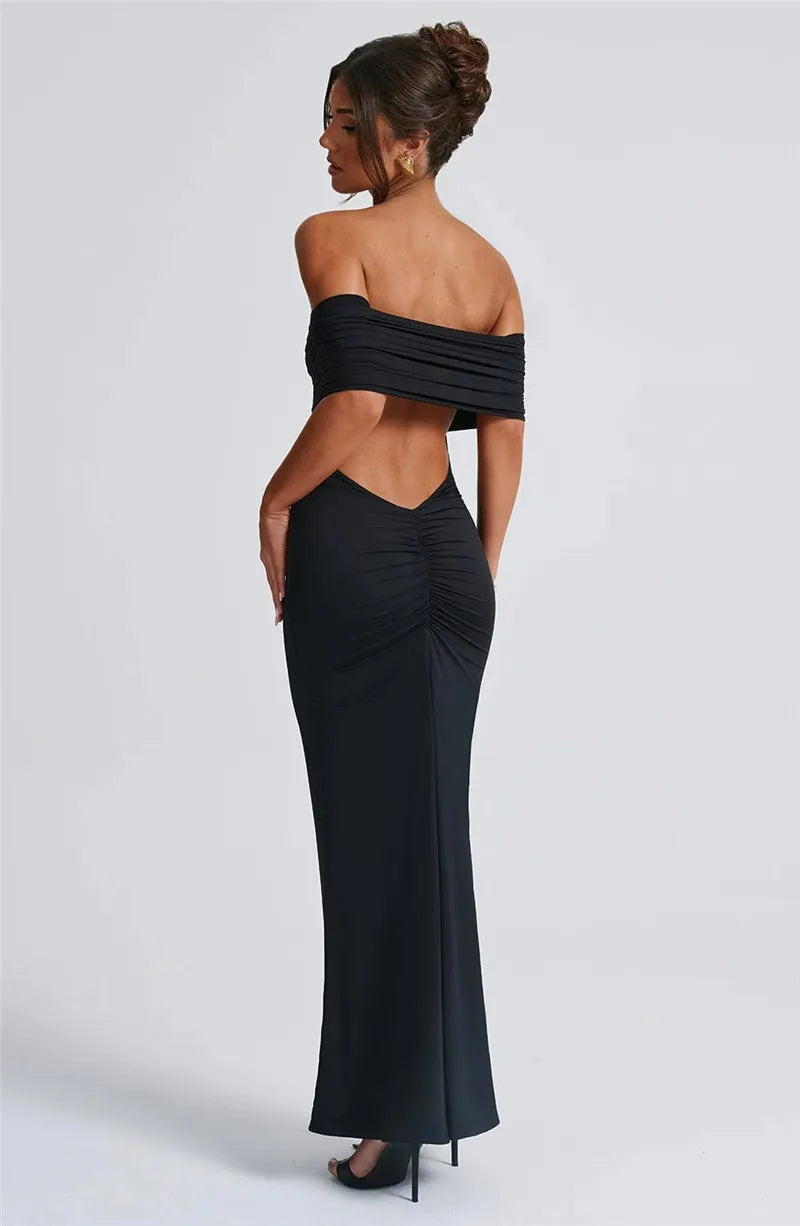 Robe maxi dos nu sans bretelles pour femmes
