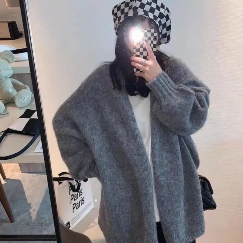 Cardigan tricoté oversized confortable avec fermeture à boutons