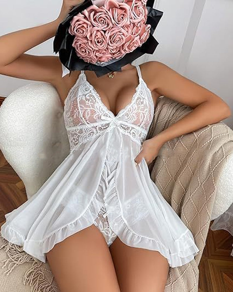 Ensemble nuisette sexy en maille transparente
