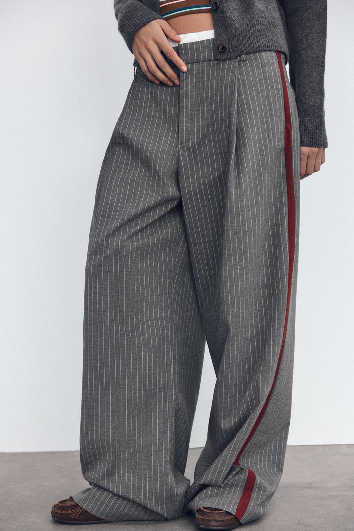 Léa Blanchet® | Pantalon à rayures avec bande contrastante