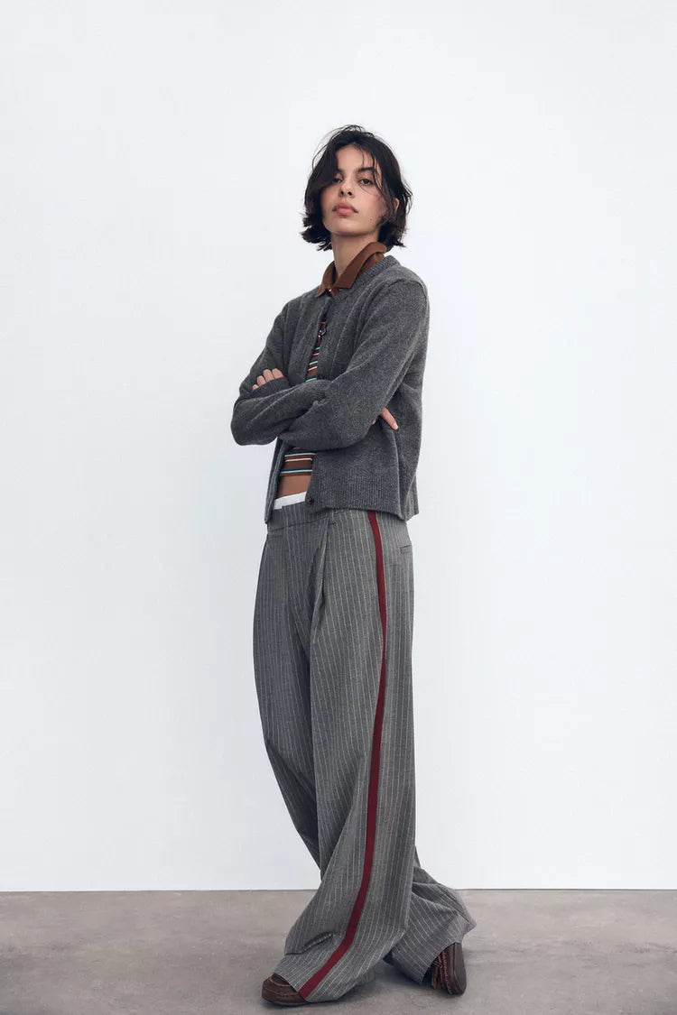 Léa Blanchet® | Pantalon à rayures avec bande contrastante