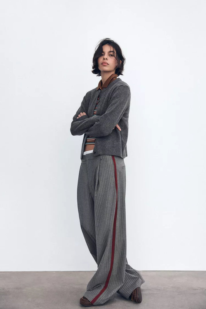 Léa Blanchet® | Pantalon à rayures avec bande contrastante