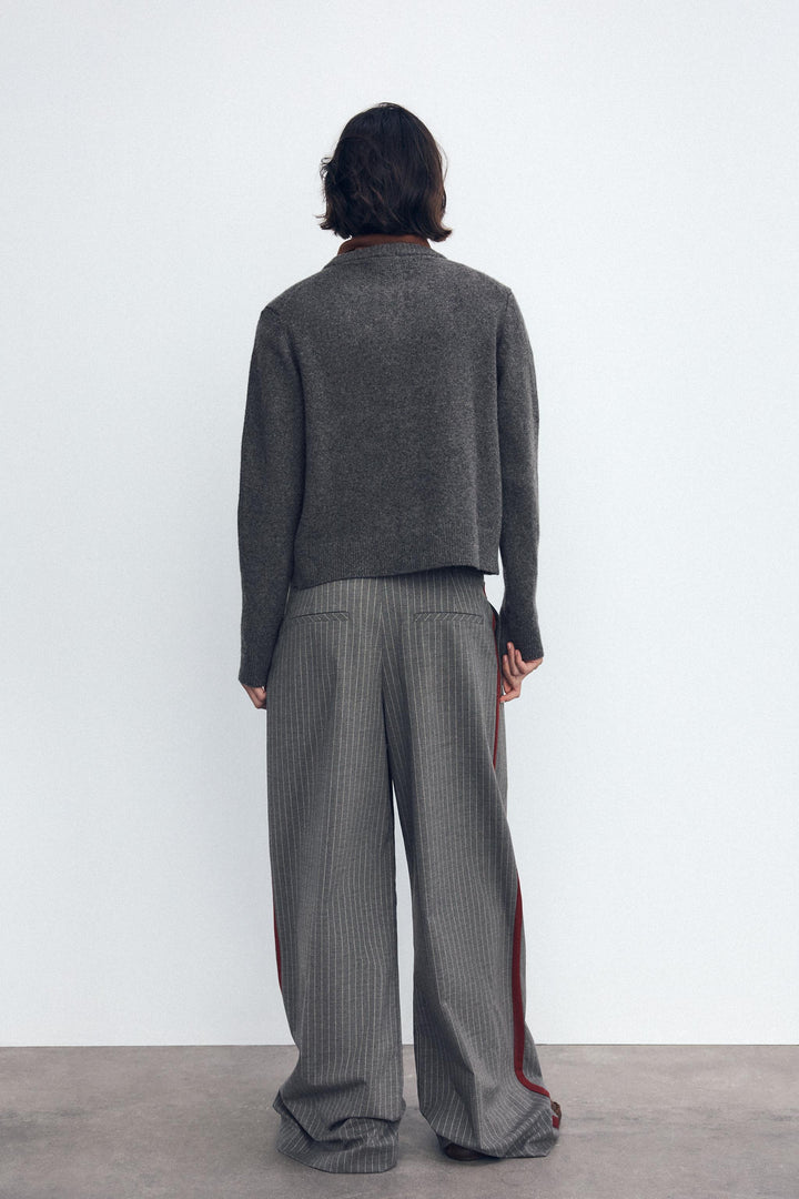 Léa Blanchet® | Pantalon à rayures avec bande contrastante