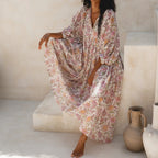 Robe Longue Bohème Femme à Manches Bouffantes - Idéale Été Élégante