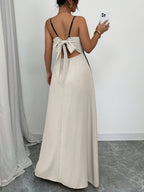 Robe d'été trapèze en viscose beige
