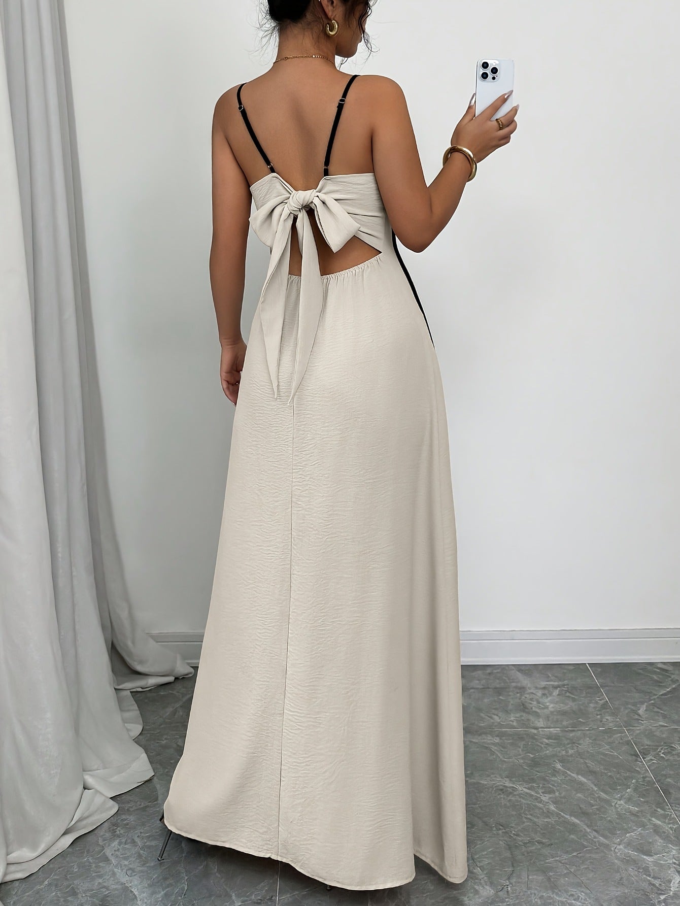 Robe d'été trapèze en viscose beige