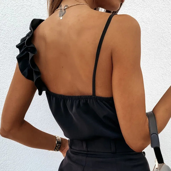 Léa Blanchet® | Asymmetrisches Rüschen-Top mit Spaghettiträger