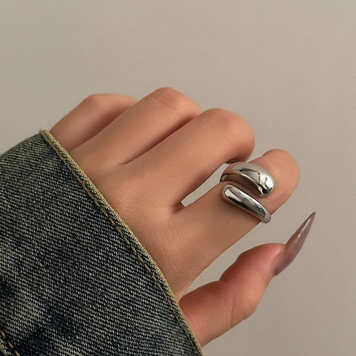 Alice Leroy® | Bague ouverte argentée design organique