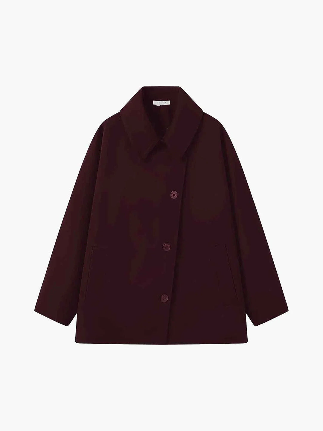 Manteau d'hiver oversize pour femme avec col à revers et boutons asymétriques