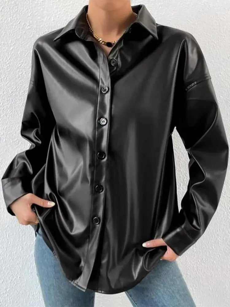 Veste aviateur vintage en cuir avec col à revers et fermeture à boutons