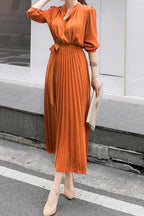 Robe à manches bouffantes en chiffon plissé