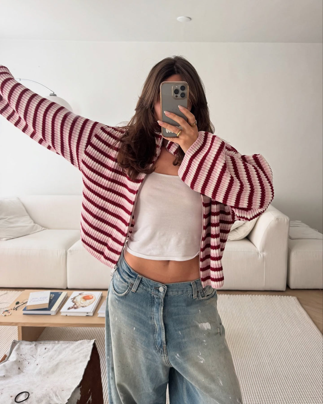 Veste zippée de luxe en laine cachemire