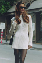 Robe courte à manches longues en mélange de coton