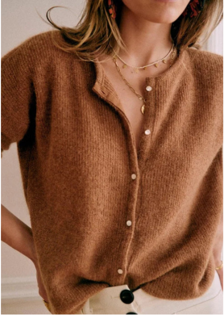 Cardigan boutonné à col V douillet pour femmes