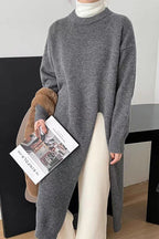 Robe-pull tricotée à fente latérale