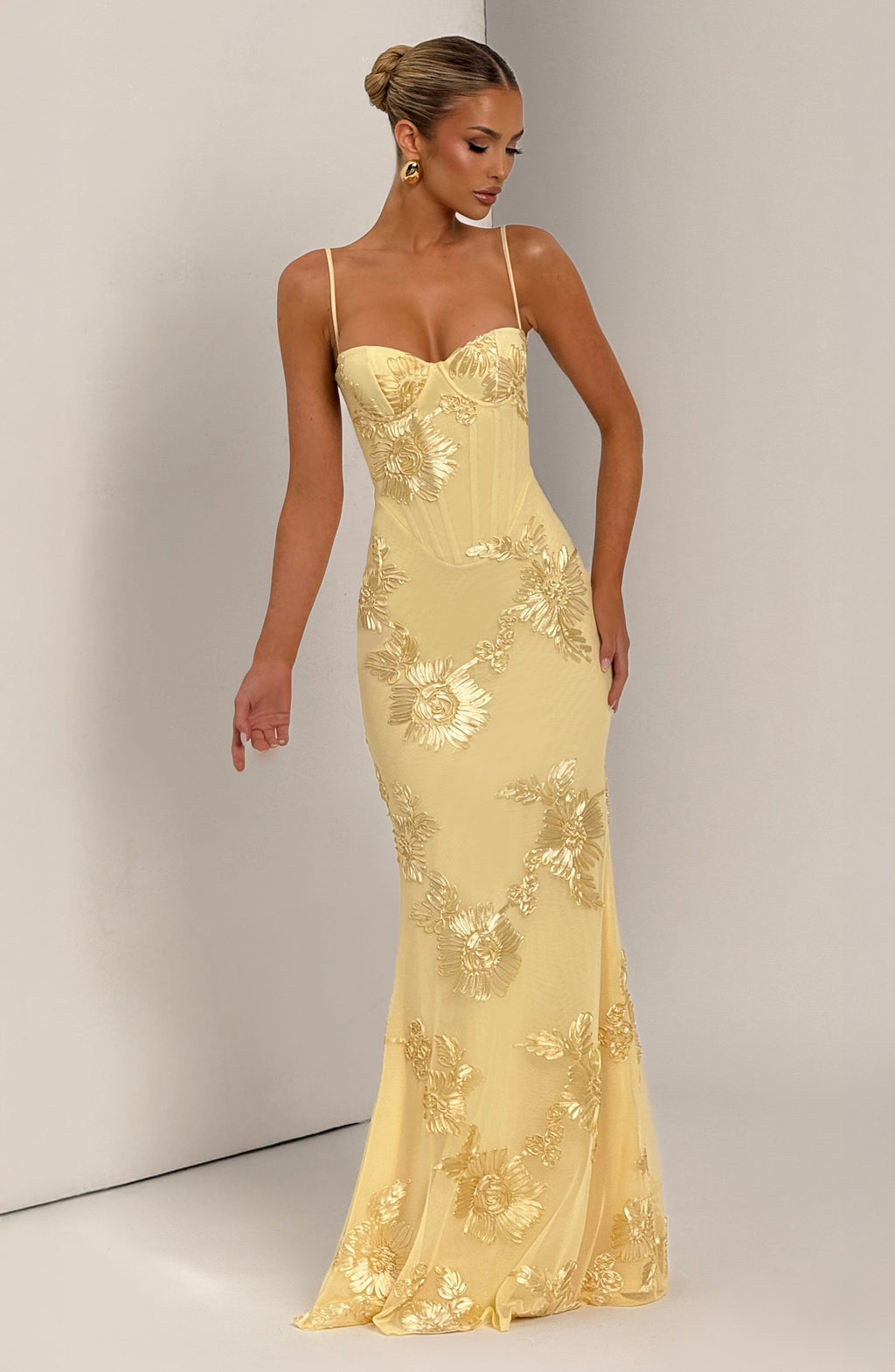 Robe longue à fines bretelles pour femme Élégante invitée mariage d'été