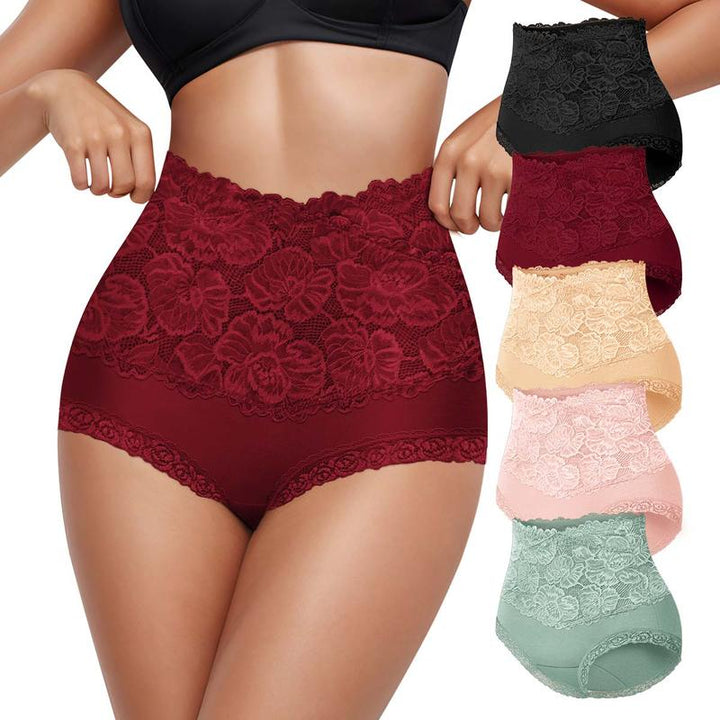 Culottes en coton taille haute avec bordure en dentelle lot de 5