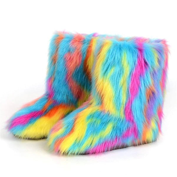 Bottes rétro Y2K en peluche givrée