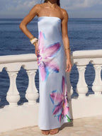Robe maxi tube en polyester imprimé