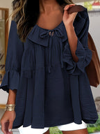 Blouse Femme Élégante à Col Volanté