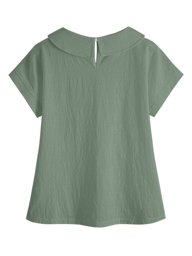 Pull en tricot à manches courtes avec col orné de dentelle