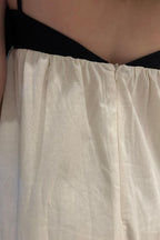 Robe midi ample en mélange lin et coton noir et blanc