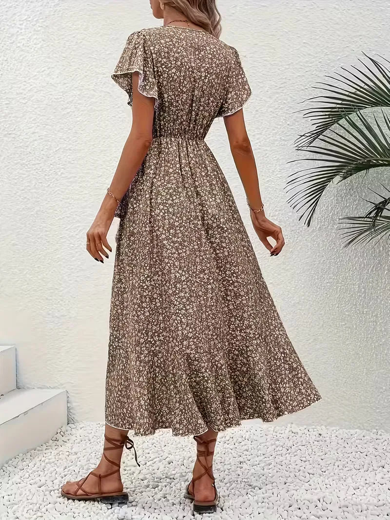 Robe portefeuille à imprimé floral avec décolleté en V