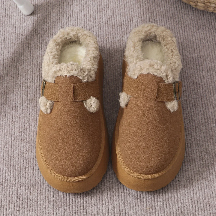 Chaussons d'intérieur pour femmes douillets avec fourrure et plateforme ajustable