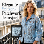 Veste en jean femme à fleurs avec coupe ample vue de dos