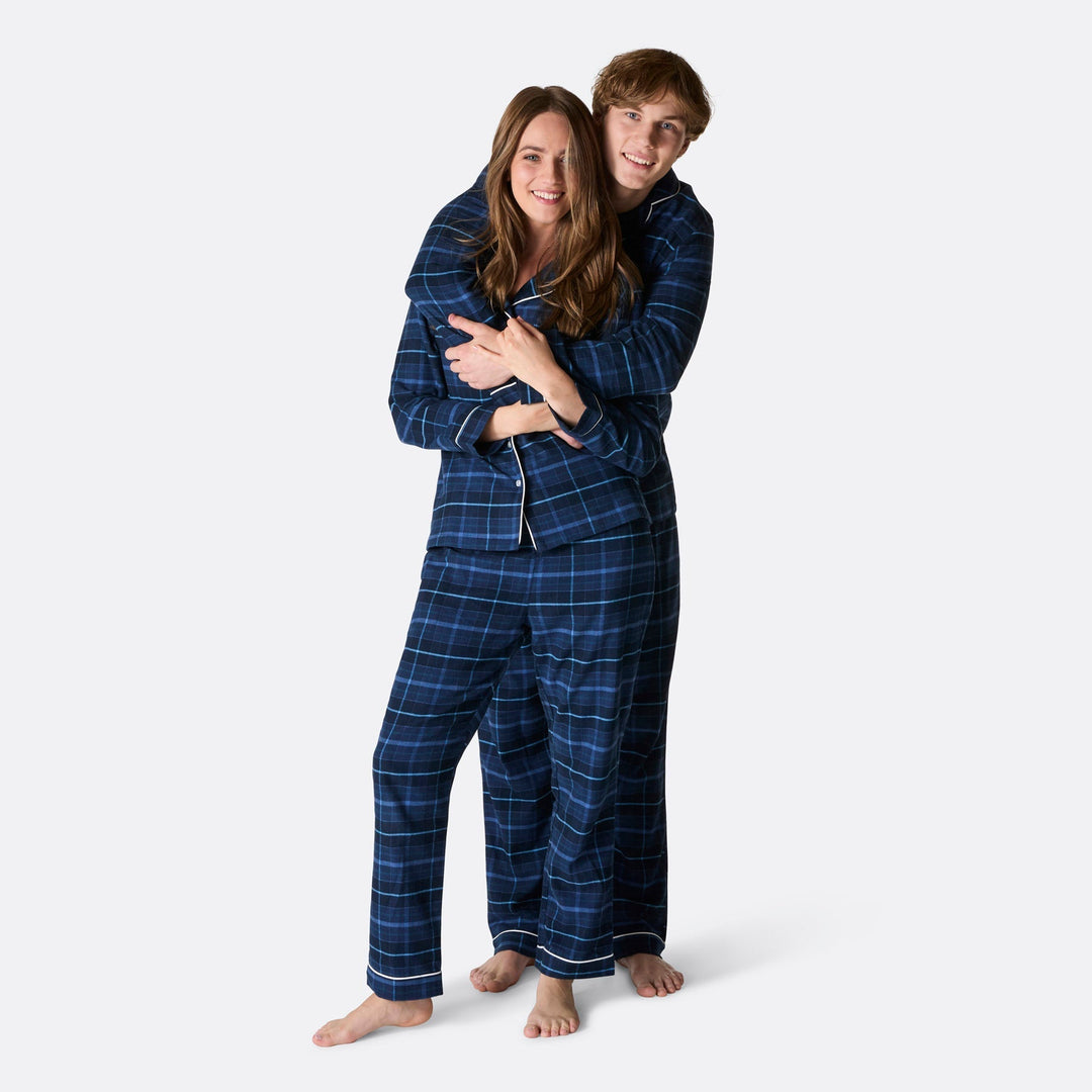 Pyjama de Noël en flanelle bleue confortable pour femme