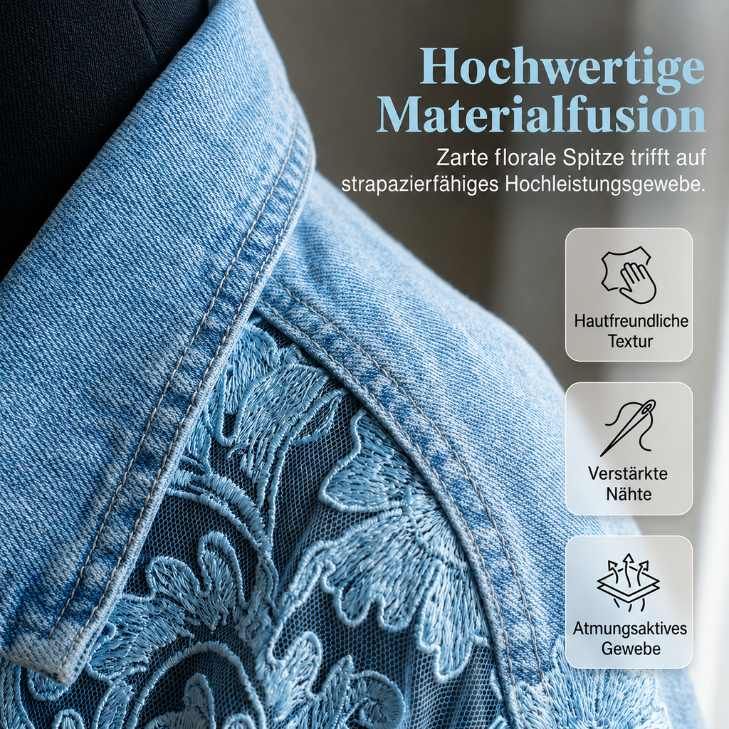 Col et fermeture boutonnée d'une veste en jean femme