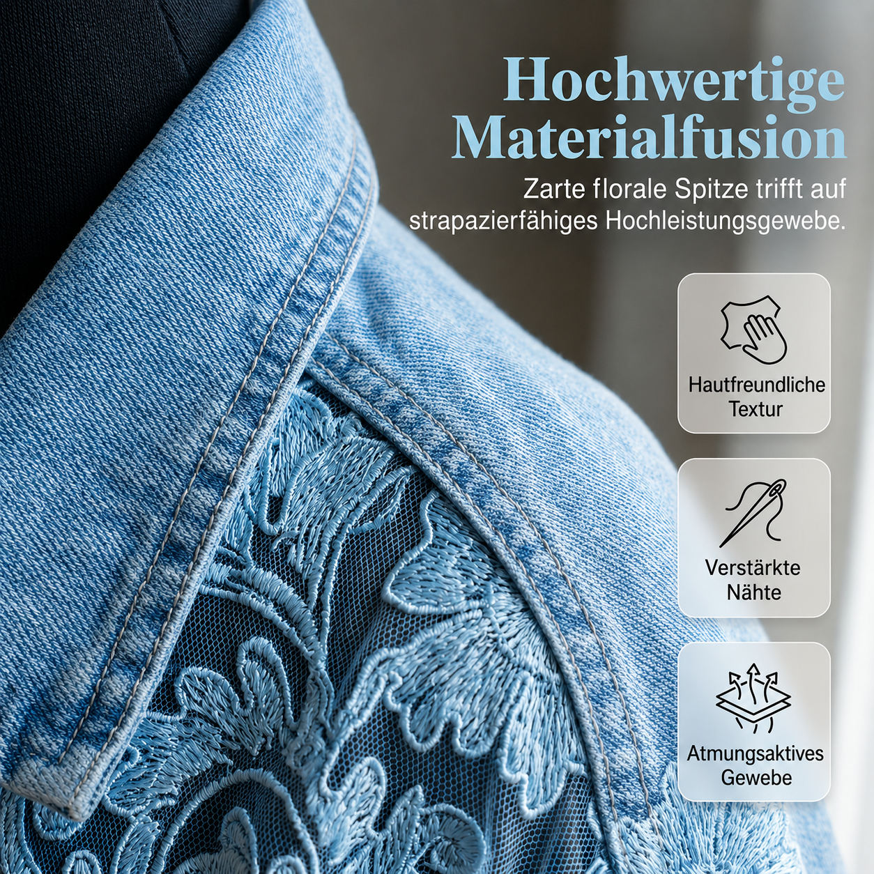 Col et fermeture boutonnée d'une veste en jean femme